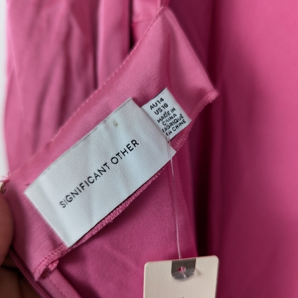 NWT Significant Other Medium Pink Demi Backless Long-Sleeve Column Gown - Picture 8 of 10